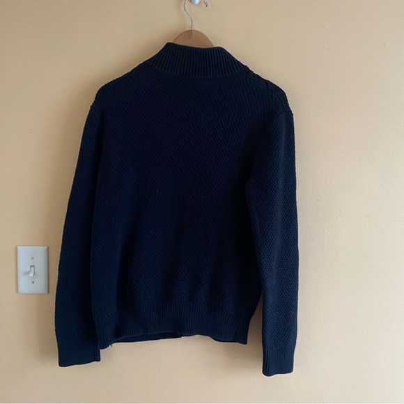 Banana Republic Cardigan Cable Knit Men Medium Navy Blue Cotton Pockets Preppy - Picture 6 of 12